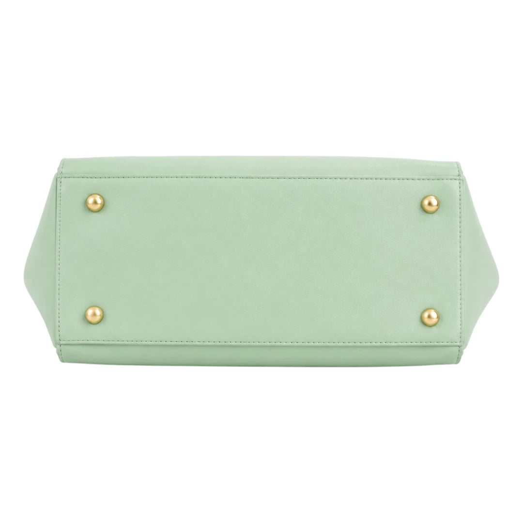 Velorma Elegant Mint Green Structured Tote Handbag with Shoulder Strap