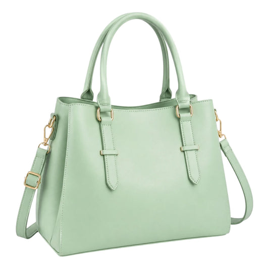Velorma Elegant Mint Green Structured Tote Handbag with Shoulder Strap