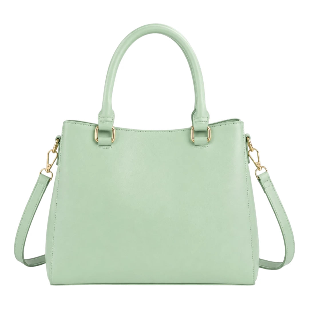 Velorma Elegant Mint Green Structured Tote Handbag with Shoulder Strap