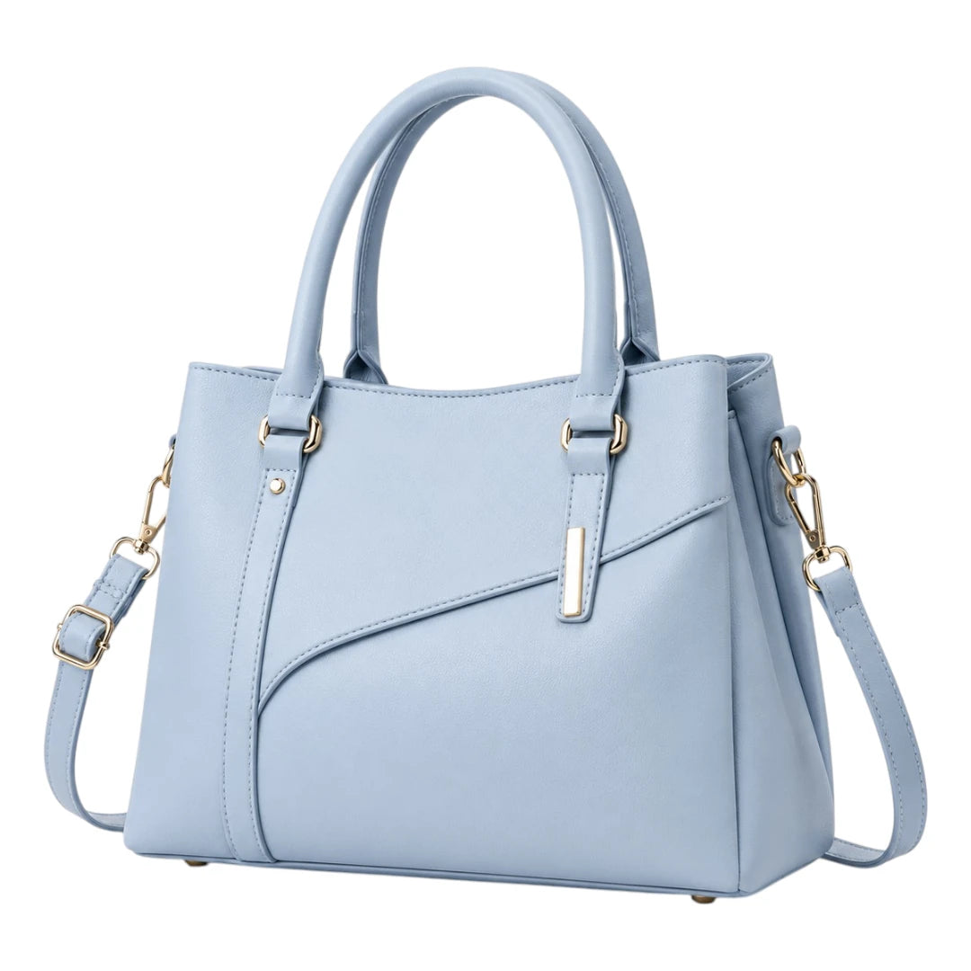 Velorma Sky Blue Elegant Structured Handbag  Premium Lightweight Shoulder Tote for Women